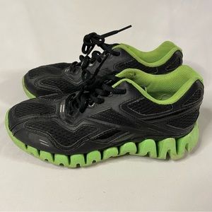 Reebok Zig Dynamica Black Lime Green Sneakers Kid’s Size 3.5